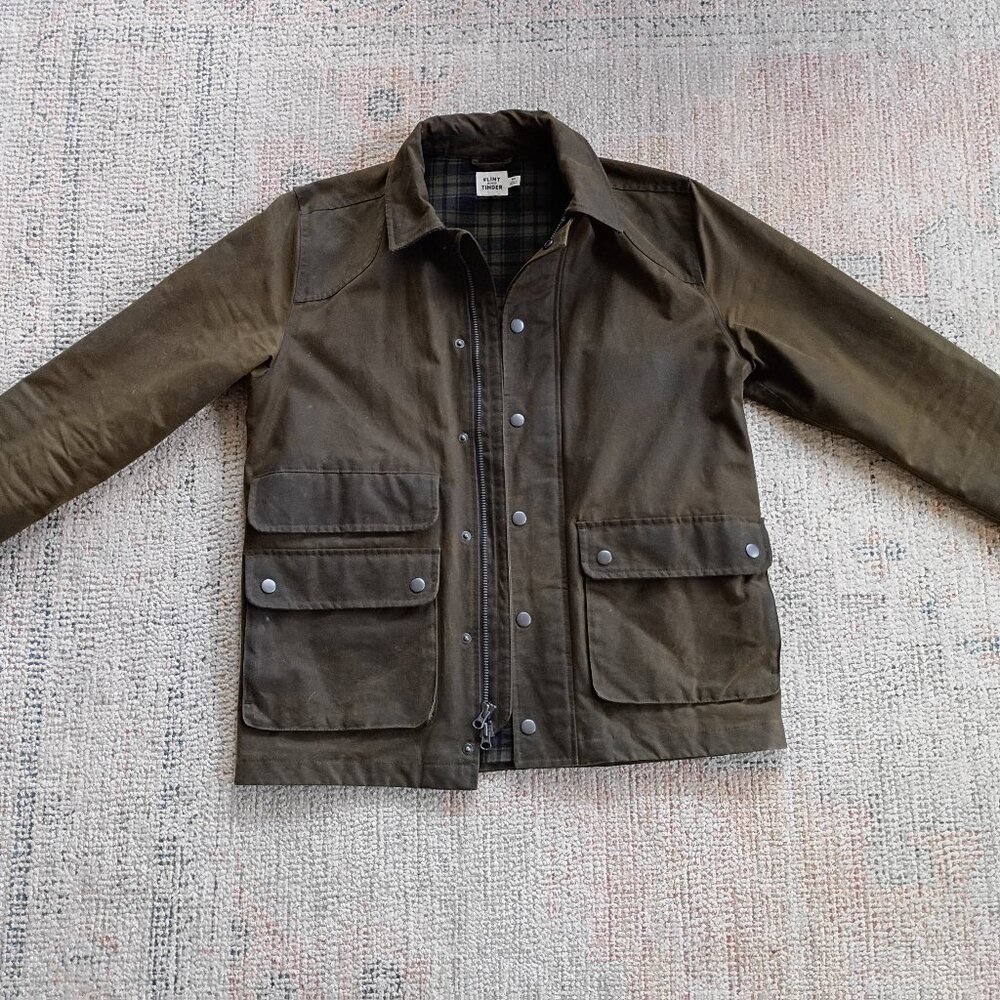 Flint and Tinder Flannel-lined Waxed Hudson Jacket (Forest, M)